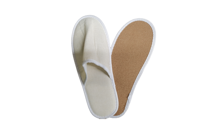 Men's Linen Slippers with Cork Sole – Closed Toe