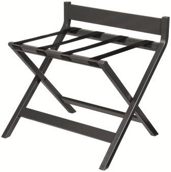 Courtoisy wooden luggage rack with back, Dark Grey colour - Suitality