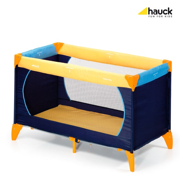 FOLDING BABY BED HAUCK ORANGE / DARK BLUE - Suitality