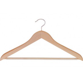 CLOTHES HANGERS CURVED WOOD NATURAL BAR AND HOOK 45 (5 UNITS) - Suitality