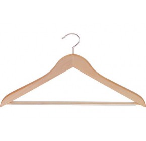 CLOTHES HANGERS CURVED WOOD NATURAL BAR AND HOOK 45 (5 UNITS) - Suitality
