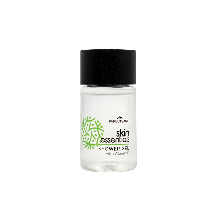 Skin Essentials shower gel 20ml guest size bottle, Papoutsanis