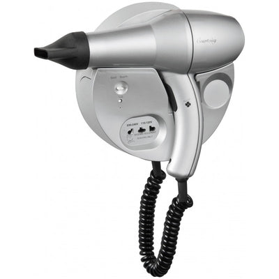 HAIRDRYER COURTOISY WALL-MOUNTED 12W SILV/DIFF/RAZ. SOCK./SPI. CORD - Suitality