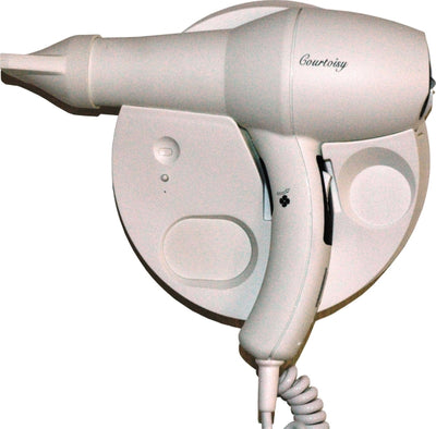 HAIRDRYER COURTOISY WALL-MOUNTED 1200W WHITE NEUTRAL SPIRAL CORD - Suitality