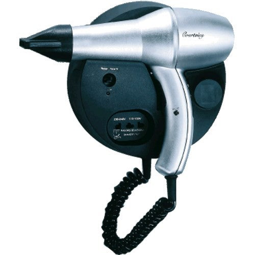 Courtoisy hair dryer 12W Silver/black base, shav. sock.,spiral cord - Suitality