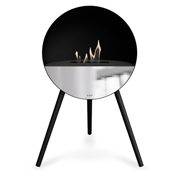 Le Feu Eye Black Freestanding Fireplace – Mirror Glass