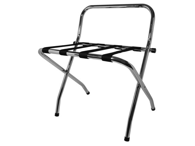 Chrome Back Rack Ashton Metal Luggage Rack WITH Back - Chrome – Suitality