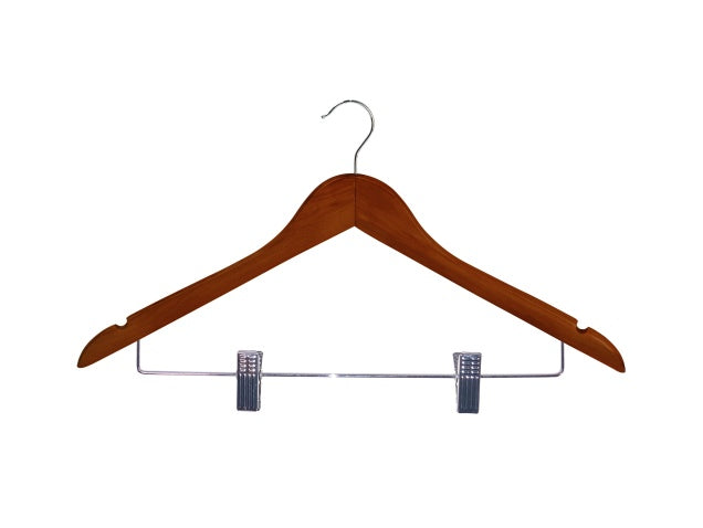 Clothing Hanger with Clips Hooked– Corby Burlington – Dark Wood