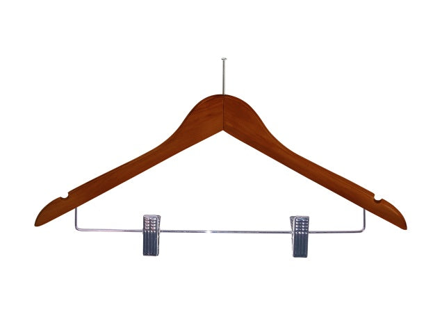 Security Pin Clothing Hanger with Clips – Corby Burlington – Dark Wood