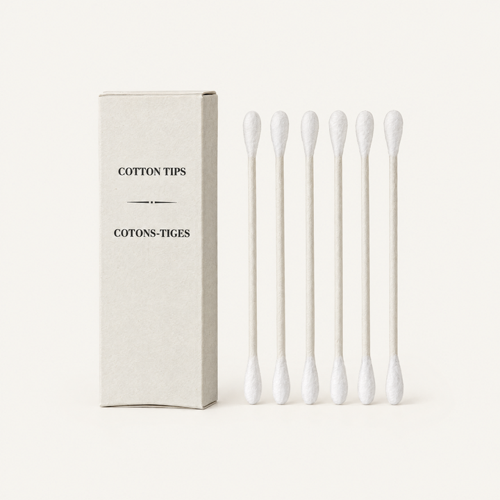 Cotton Tips in Pre-Cut FSC Paper Box – 6 Pieces – Box of 1,000, studio photo