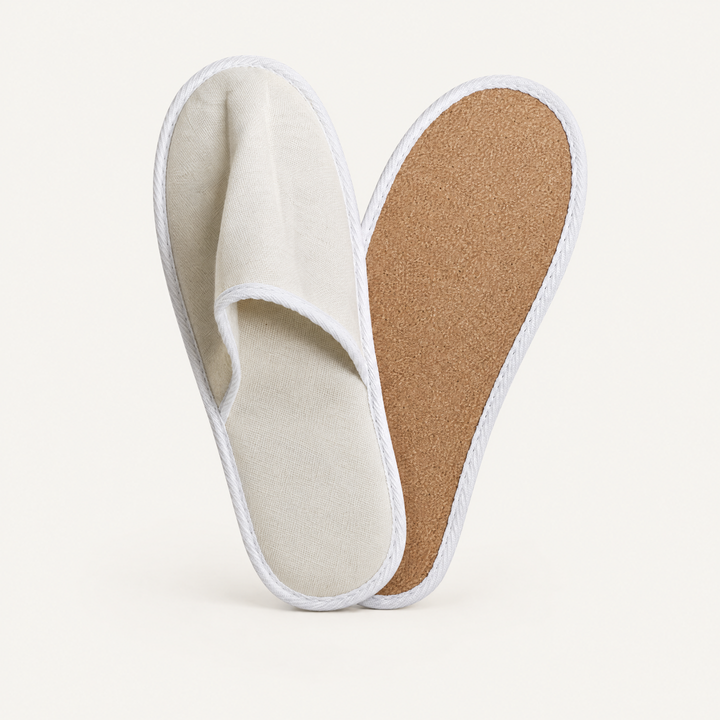Men's Linen Slippers with Cork Sole – Closed Toe, studio photo