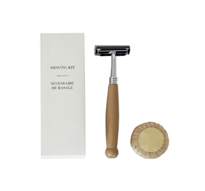 Shaving Kit with Wooden Razor in FSC Paper Box - Pre Cut - Suitality